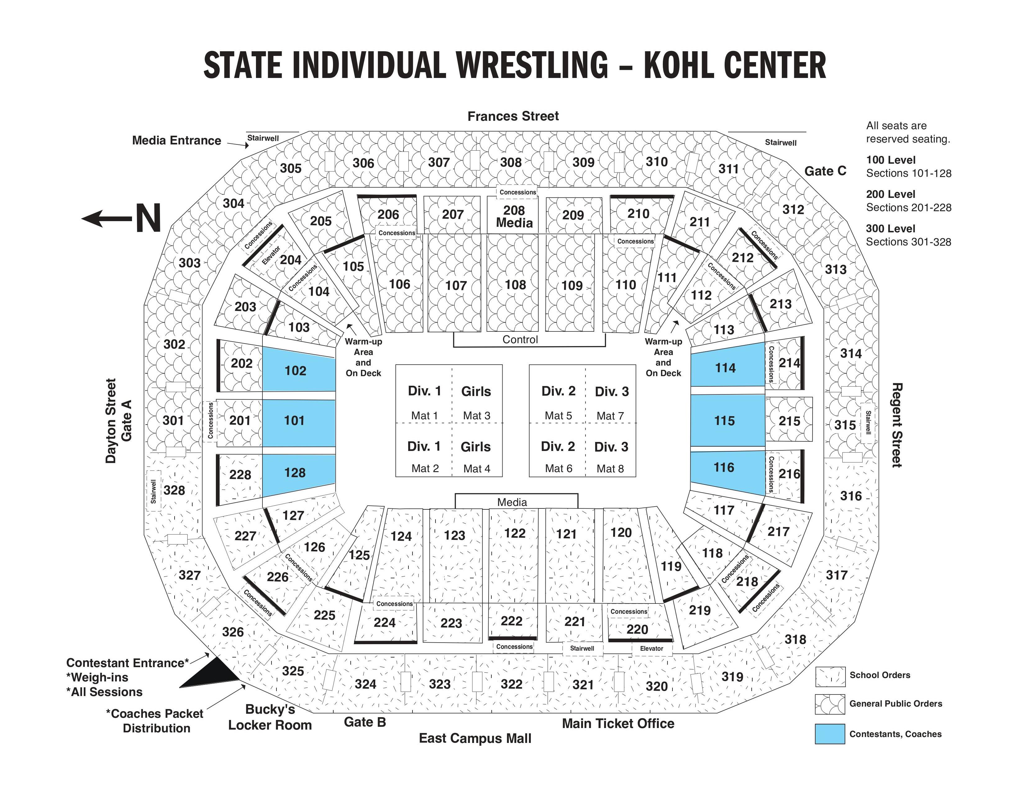 individual wrestling seating